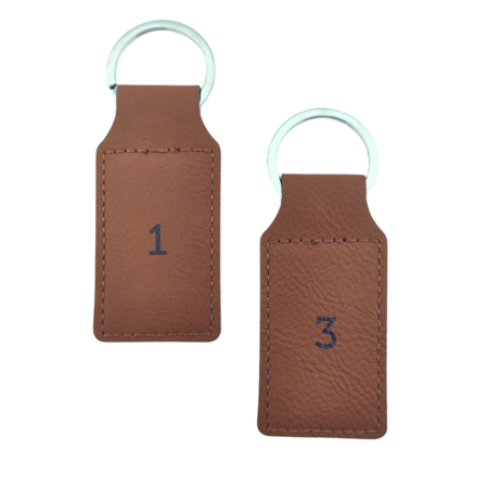 Leren sleutellabel met nummer rechthoek 33x70mm - per 1 stuk