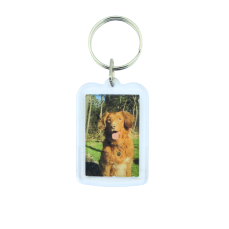 Plexiglas sleutelhanger met jouw foto rechthoek middel 33x42mm - per 1 stuk