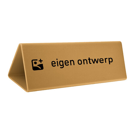 Tafelbordje Cody van goudkleurig aluminium met eigen ontwerp 200x55mm - per 1 stuk