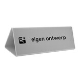 Tafelbordje Cody van zilverkleurig aluminium met eigen ontwerp 200x55mm - per 1 stuk