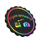 Golvende kermismunt 38 x 38 mm met eigen ontwerp in foliedruk - per 1000 stuks