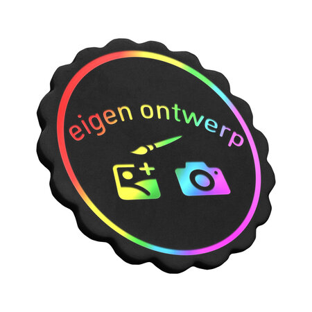 Golvende kermismunt 38 x 38 mm met eigen ontwerp in foliedruk - per 1000 stuks