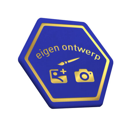Kermismunt zeshoek 38 x 38 mm met eigen ontwerp in foliedruk - per 1000 stuks