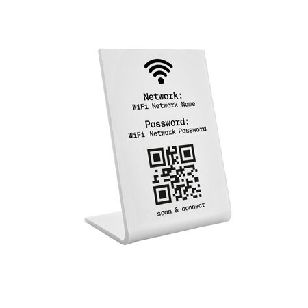 Wifi bordje van wit plexiglas 70 x 100 mm - per 1 stuk