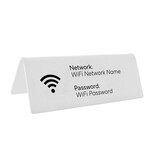 Wifi bordje met wachtwoord en netwerknaam in wit van plexiglas - per 1 stuk