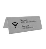 Wifi bordje met wachtwoord en netwerknaam in zilverkleurig van plexiglas - per 1 stuk
