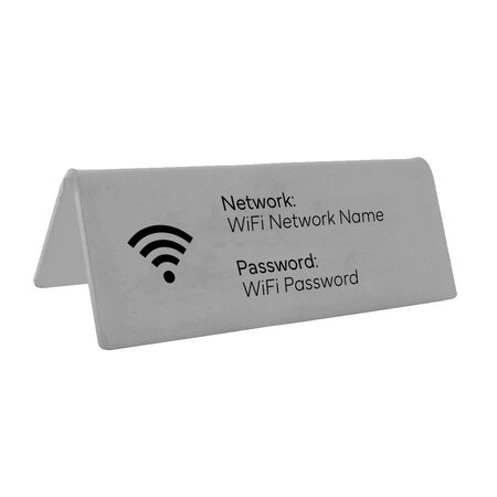 Wifi bordje met wachtwoord en netwerknaam in zilverkleurig van plexiglas - per 1 stuk