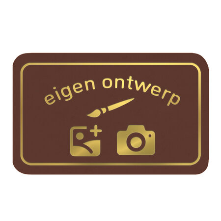 Kermismunt rechthoek 85 x 55 mm met eigen ontwerp in foliedruk - per 1000 stuks