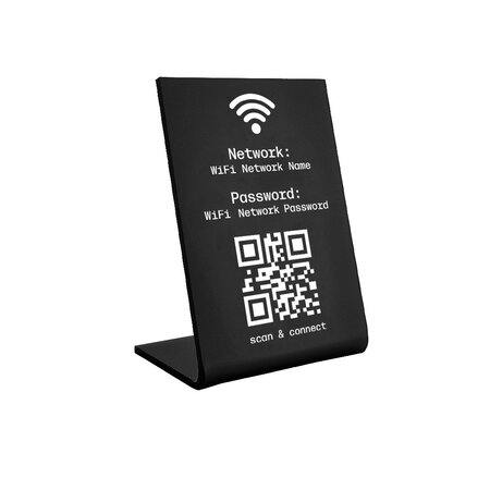 Wifi bordje van zwart plexiglas 70 x 100 mm - per 1 stuk
