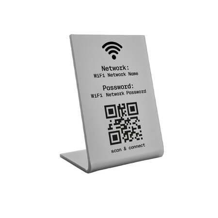 Wifi bordje van zilverkleurig plexiglas 70 x 100 mm - per 1 stuk
