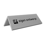 Tafelbordje Fortis van zilverkleurig aluminium met eigen ontwerp 120x50mm - per 1 stuk