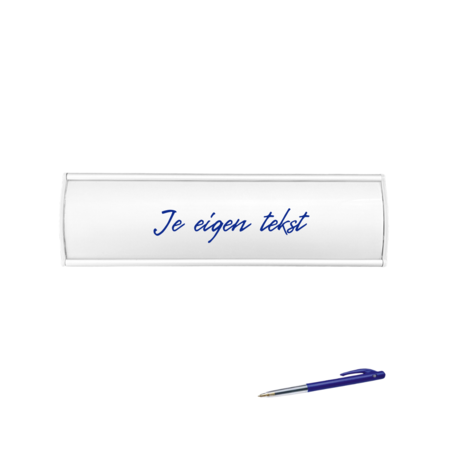 Kantoor naambordje van zilverkleurig aluminium 205 x 60 mm met papierinleg - per 1 stuk