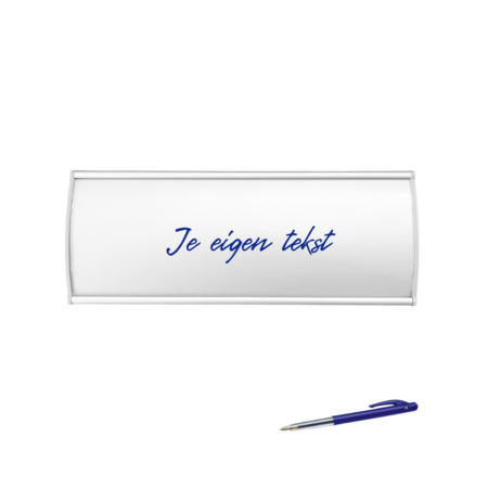 Kantoor naambordje van zilverkleurig aluminium 205 x 80 mm met papierinleg - per 1 stuk