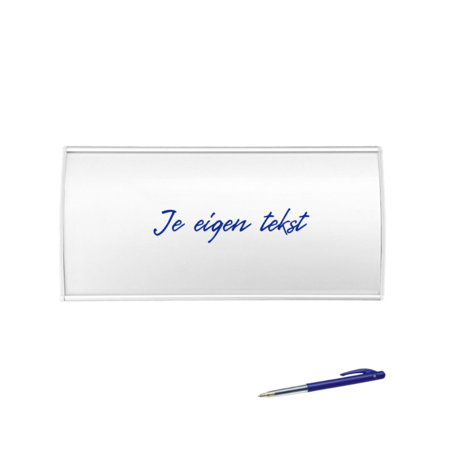 Kantoor naambordje van zilverkleurig aluminium 205 x 100 mm met papierinleg - per 1 stuk