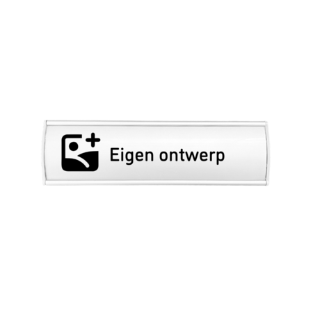 Kantoor naambordje van zilverkleurig aluminium 205 x 60 mm met eigen ontwerp - per 1 stuk