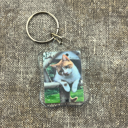 Plexiglas sleutelhanger met jouw foto rechthoek retro 32x43mm - per 1 stuk