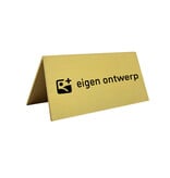 Tafelbordje Elisto van goudkleurig aluminium met eigen ontwerp 100x50mm - per 1 stuk