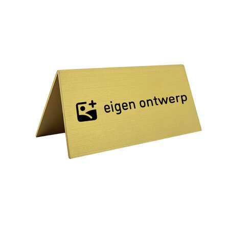 Tafelbordje Elisto van goudkleurig aluminium met eigen ontwerp 100x50mm - per 1 stuk
