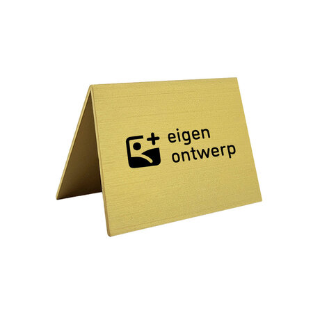 Tafelbordje Elisto van goudkleurig aluminium met eigen ontwerp 60x50mm - per 1 stuk