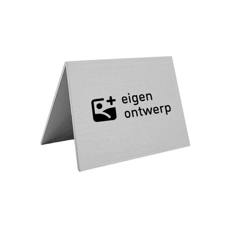Tafelbordje Elisto van zilverkleurig aluminium met eigen ontwerp 60x50mm - per 1 stuk