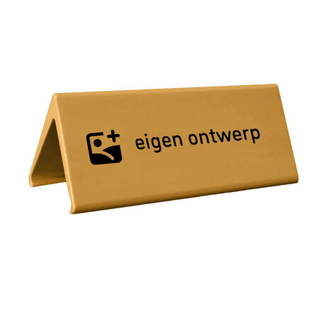 Tafelbordje Elegant van goudkleurig aluminium met eigen ontwerp 120x55mm - per 1 stuk