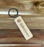Houten sleutelhanger rechthoek 27x80 mm met gravering - per 1 stuk