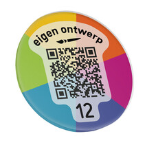 QR-code bordje eigen ontwerp rond met tape