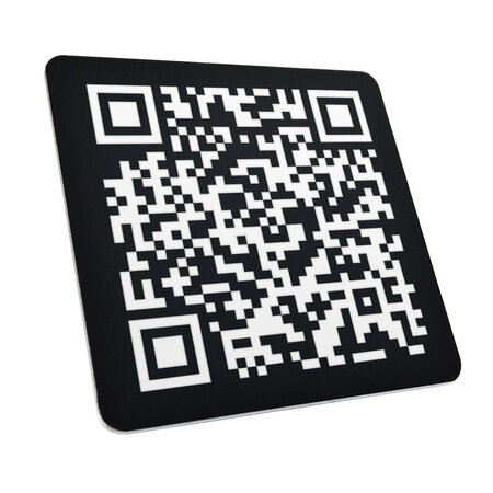 QR-code bordje van acrylaat met tape in zwart - per 1 stuk