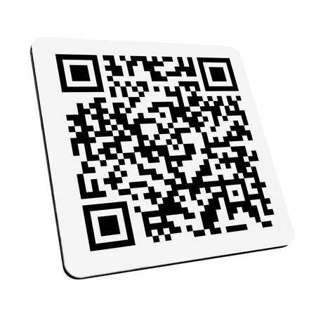 QR-code bordje van acrylaat met tape in het wit - per 1 stuk
