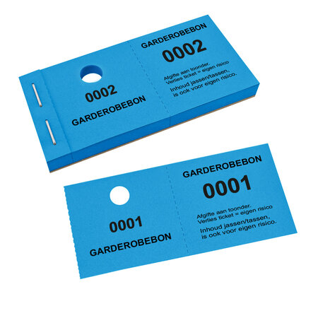 Garderobe kaartjes met ophanggat niet aansprakelijk - per 1000 kaartjes