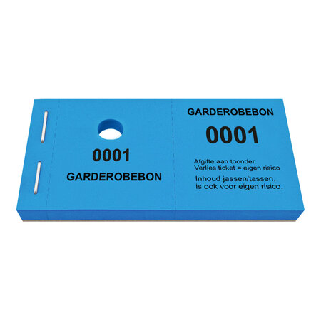 Garderobe kaartjes met ophanggat niet aansprakelijk - per 1000 kaartjes
