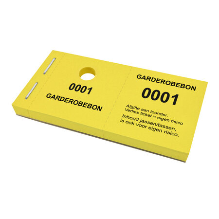 Garderobe kaartjes met ophanggat niet aansprakelijk - per 1000 kaartjes