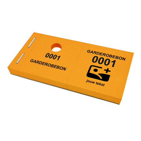 Garderobenummers van papier met tekst en logo - per 1000 nummers
