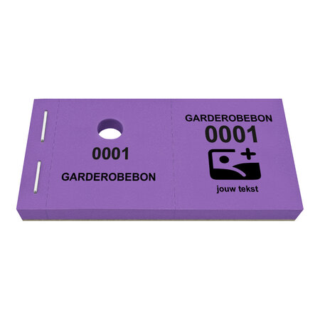 Garderobenummers van papier met tekst en logo - per 1000 nummers