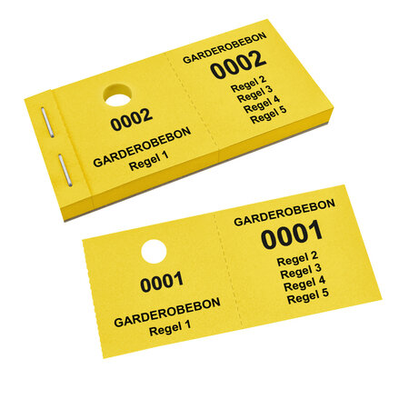 CombiCraft Garderobebonnen met 5 regels eigen tekst - per 1000 bonnen