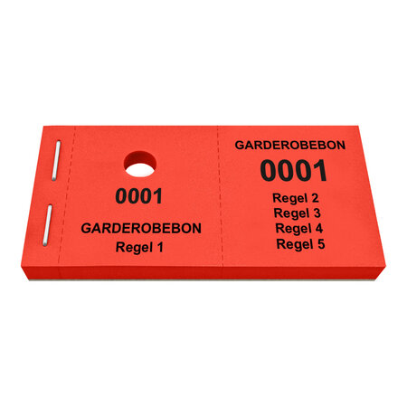 CombiCraft Garderobebonnen met 5 regels eigen tekst - per 1000 bonnen