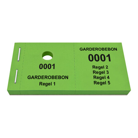 CombiCraft Garderobebonnen met 5 regels eigen tekst - per 1000 bonnen