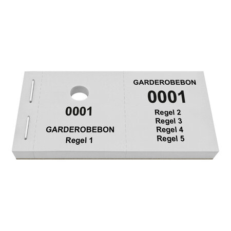 CombiCraft Garderobebonnen met 5 regels eigen tekst - per 1000 bonnen