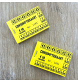 Consumptiekaarten, 50 stuks  in een boekje met zwarte druk op gekleurd papier.