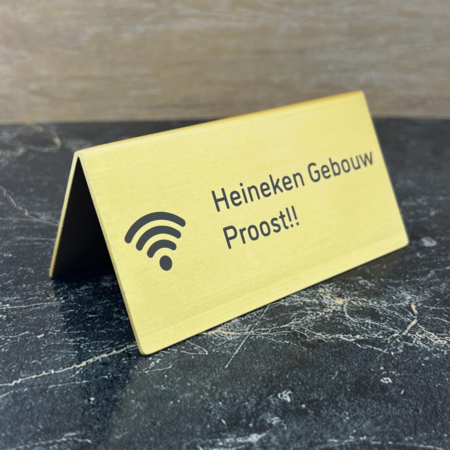 Wifi bordje Elisto in goudkleurig aluminium 100 x 50 mm - per 1 stuk