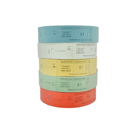 Garderobebonnen op rol met ophanggat - 500 dubbele bonnen