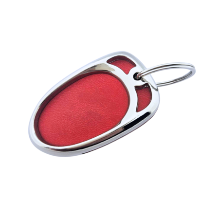 Auto sleutelhanger van kunstleer met logo 65 x 40 mm - per 1 stuk