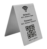 QR-code bordje van RVS 70 x 100 mm met eigen tekst - per 1 stuk