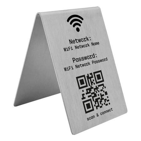 QR-code bordje van RVS 70 x 100 mm met eigen tekst - per 1 stuk