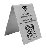 QR-code bordje van RVS 70 x 100 mm met eigen tekst - per 1 stuk