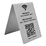 QR-code bordje van RVS 70 x 100 mm met eigen tekst - per 1 stuk