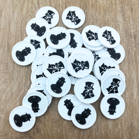 Plastic munten met rand 100 stuks Ø29mm diverse kleuren met een bedrukking voor kleinverbruikers - handmatig bestellen