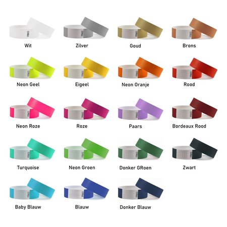 Australie: Blanco TYVEK polsbandjes of festivalbandjes van papier - per 100 stuks