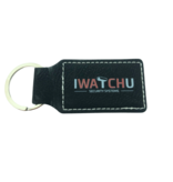 Leren sleutelhanger rechthoek met logo in zwart 33x70mm - per 1 stuk