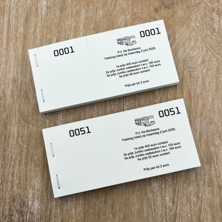 Grote loten met eigen ontwerp zwarte druk - per 600 lootjes